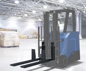KOOI telescopic reach forks on a reach truck