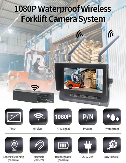 1080p wireless forklift camera system with monitor and camera