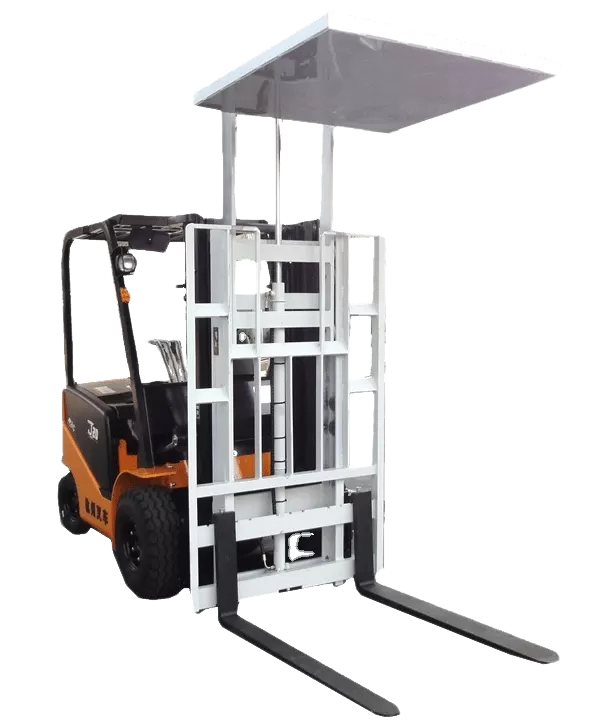 Forklift carrying large palletized materials