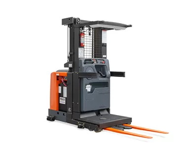 Electric reach truck with extended forks
