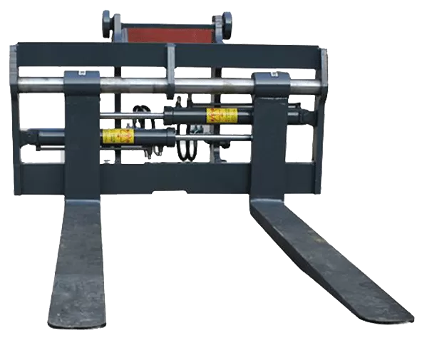 Forklift fork positioner with hydraulic mechanism