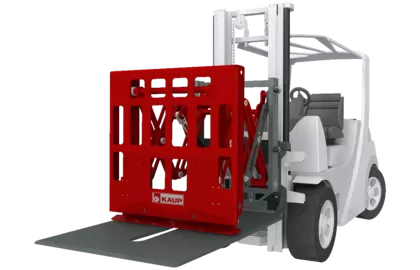 Red forklift load backrest attachment