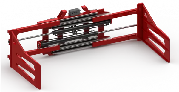 Hydraulic fork positioner for industrial forklifts