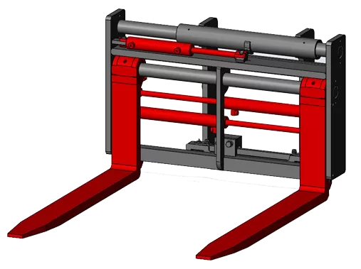Red forklift fork positioner attachment